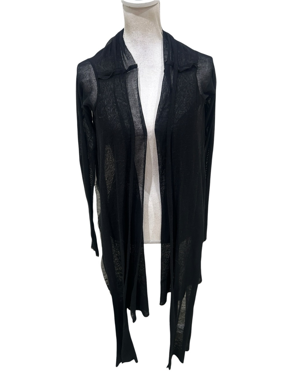 Artisan Sheer Black Open-Front Lightweight high low versatile Cardigan shrug